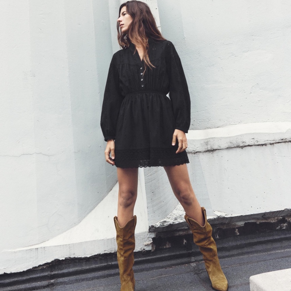 Zara OPENWORK EMBROIDERED MINI DRESS